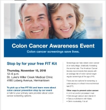St. Luke's Colon Cancer Screening Awareness Event Flyer